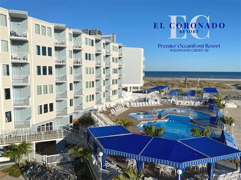 El coronado resort - Service. 3.9. Value. 3.7. El Coronado Resort is a beachfront full-service condominium hotel located in the heart of Wildwood Crest just minutes from fine restaurants, nightlife, the world famous Wildwood Boardwalk and just a short drive to Cape May and Atlantic City. With a variety of accommodations from guest rooms to spacious 1, 2, 3 bedroom ... 